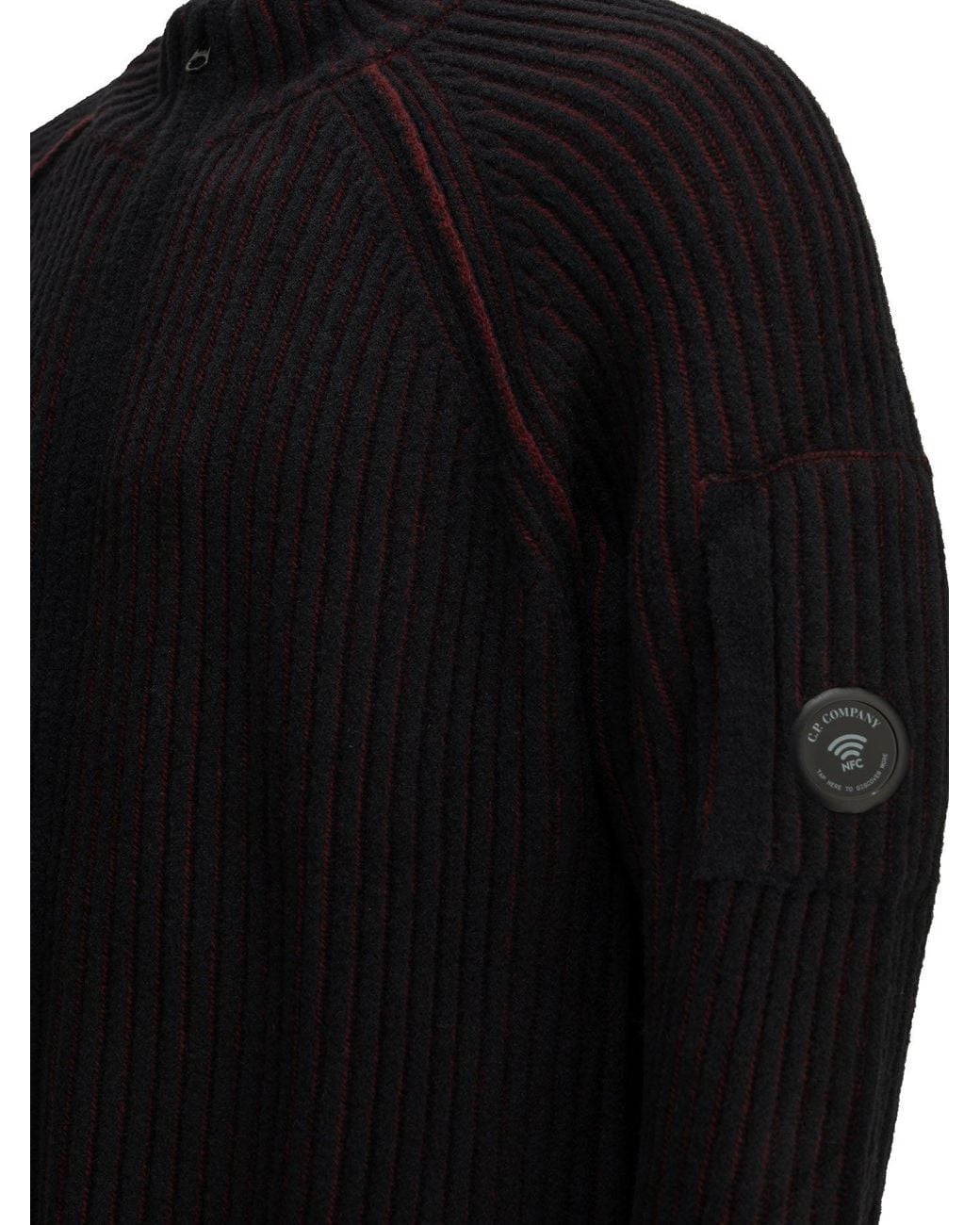 C P Company Black "Lens" Zip-Up Sweater for men
