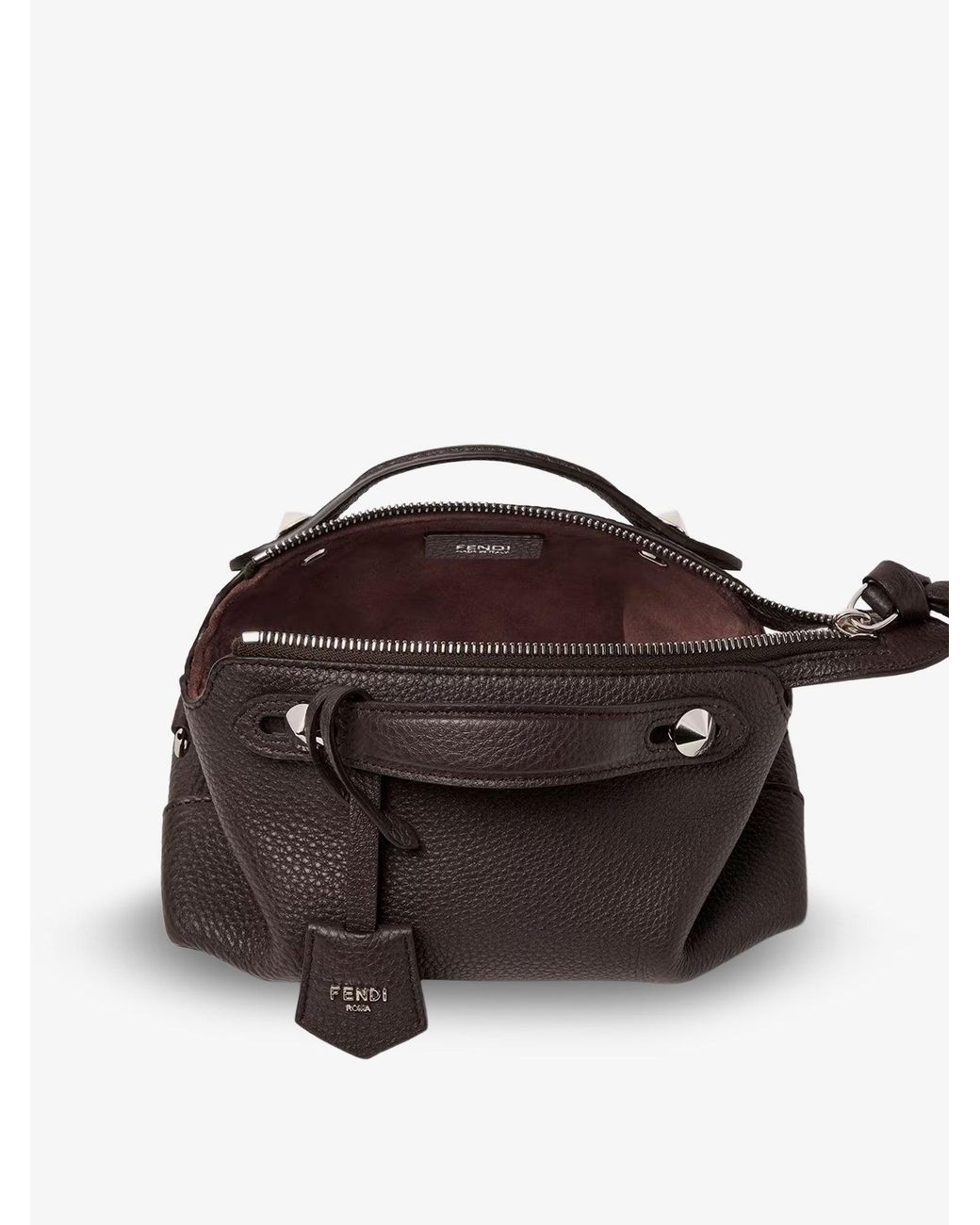 Fendi Brown By The Way Hammered Leather Handbag