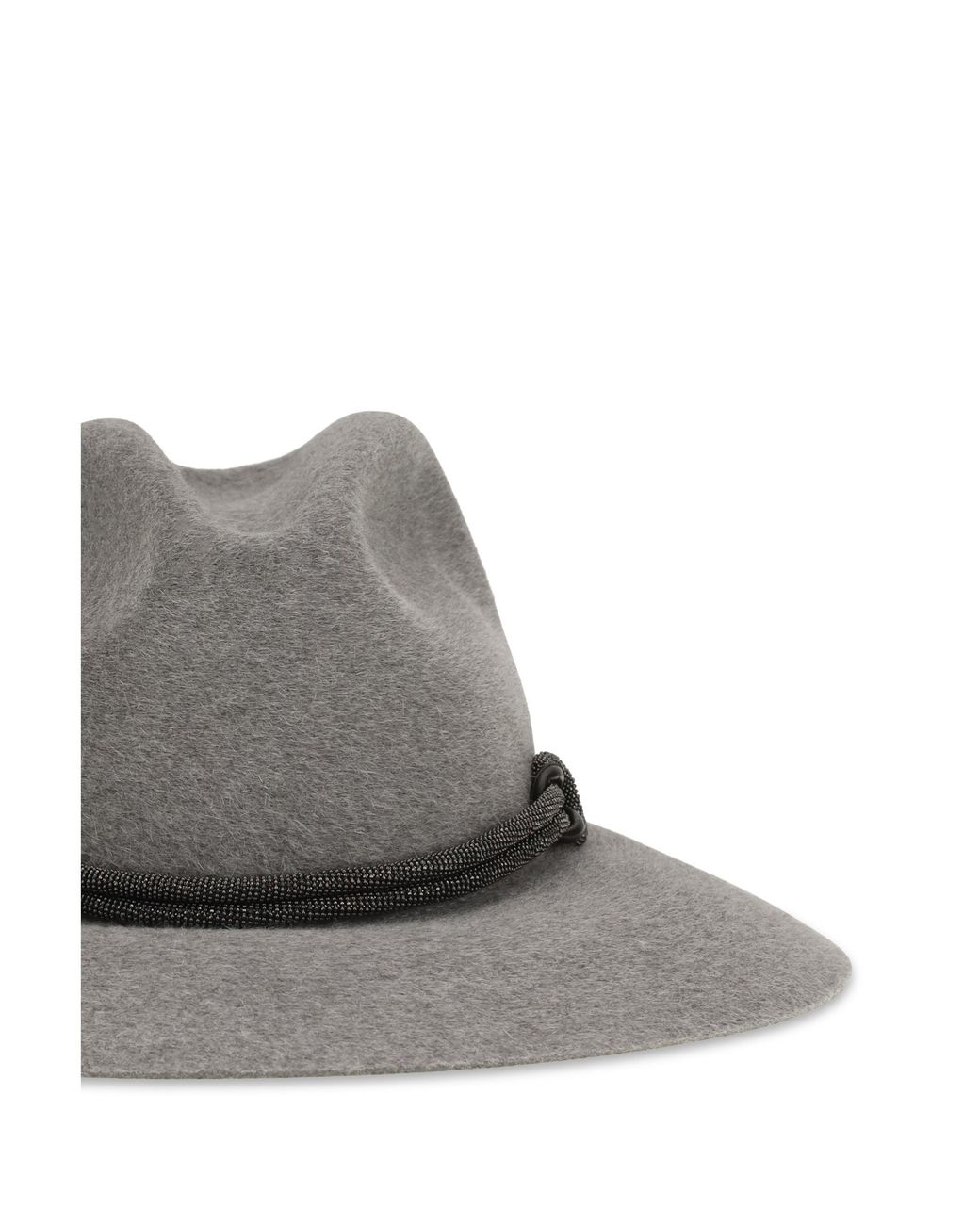 Brunello Cucinelli Gray Felt Fedora Hat Light