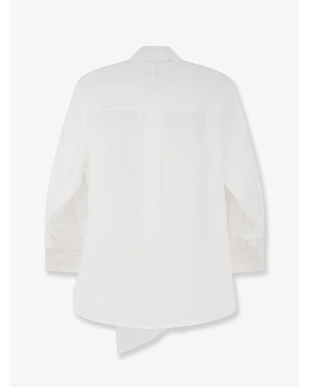 LAMRONS White Shirt With Knot Detail Cotton
