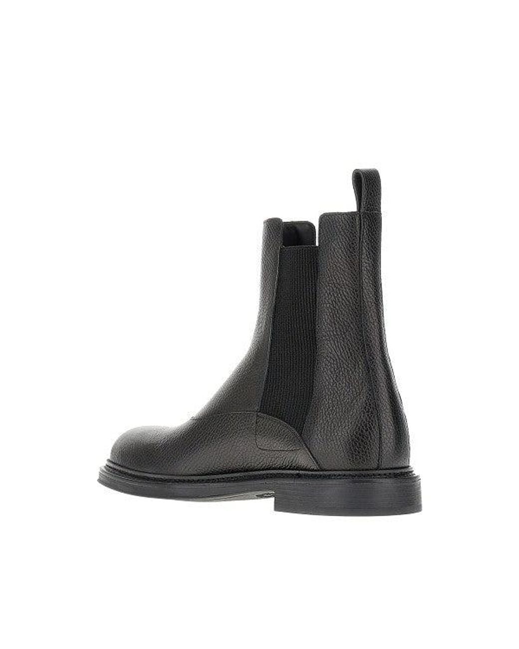 Emporio Armani Black Grained Leather Chelsea Boots for men