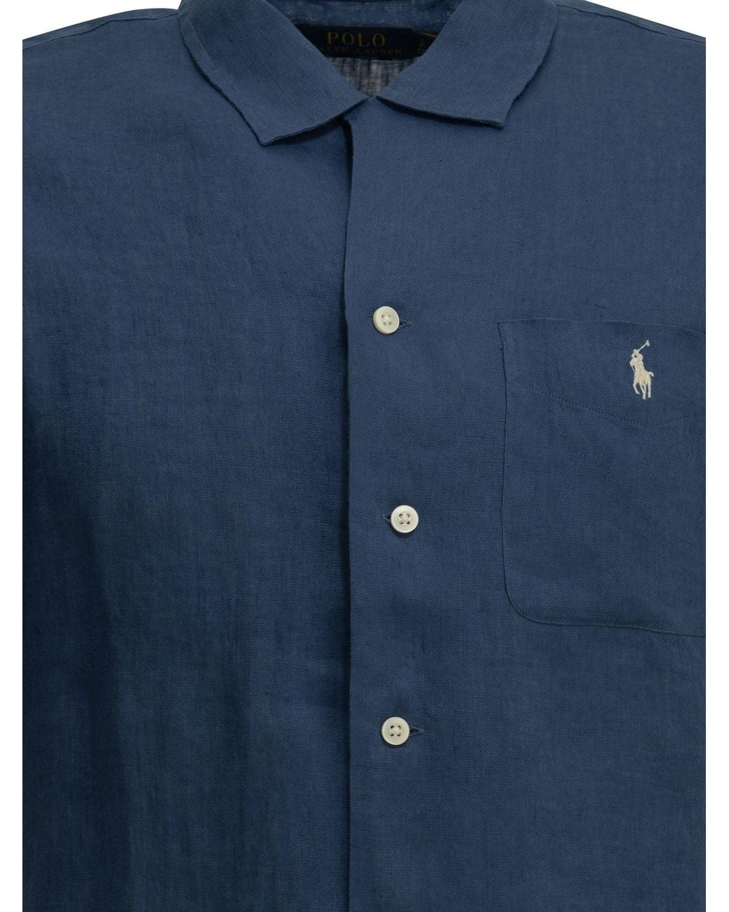 Polo Ralph Lauren Blue Classic-Fit Casual Shirt With Logo for men