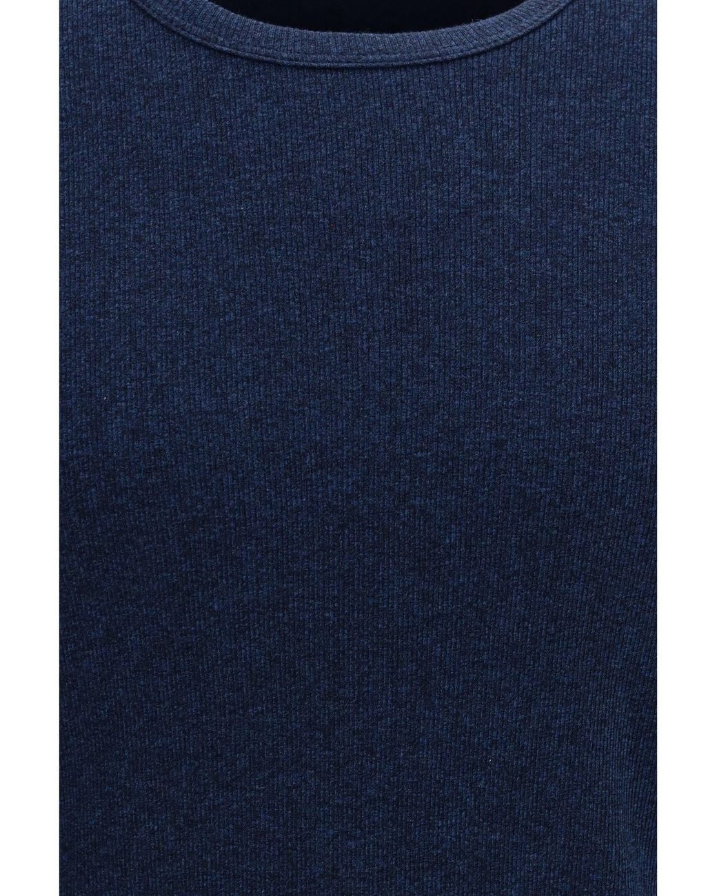 Brunello Cucinelli Blue Denim-Effect Ribbed Cotton T-Shirt for men