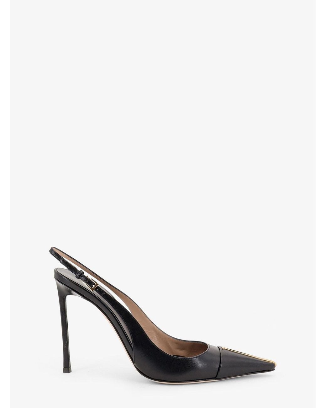 Tom Ford Black Leather Pumps With Metal T Logo Detail
