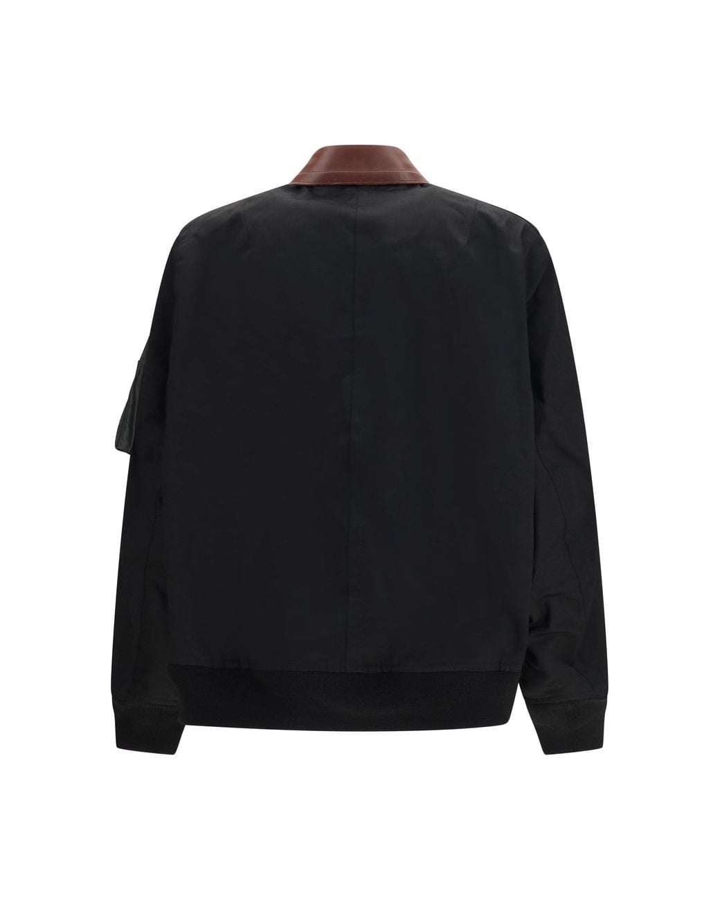 Sacai Black Cotton Bomber Jacket With Leather Details for men
