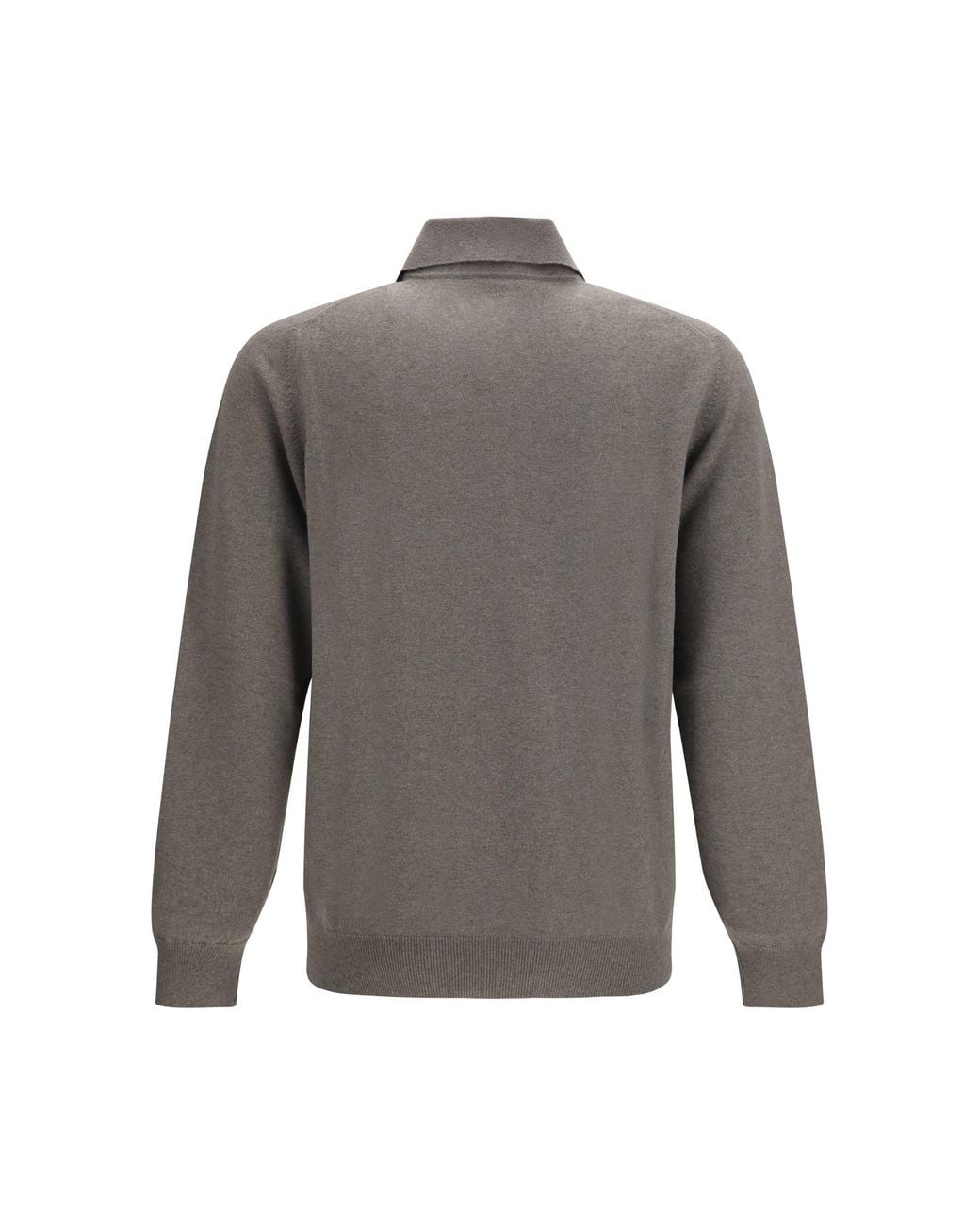 Brunello Cucinelli Gray Cashmere Knit Polo Army Washed for men