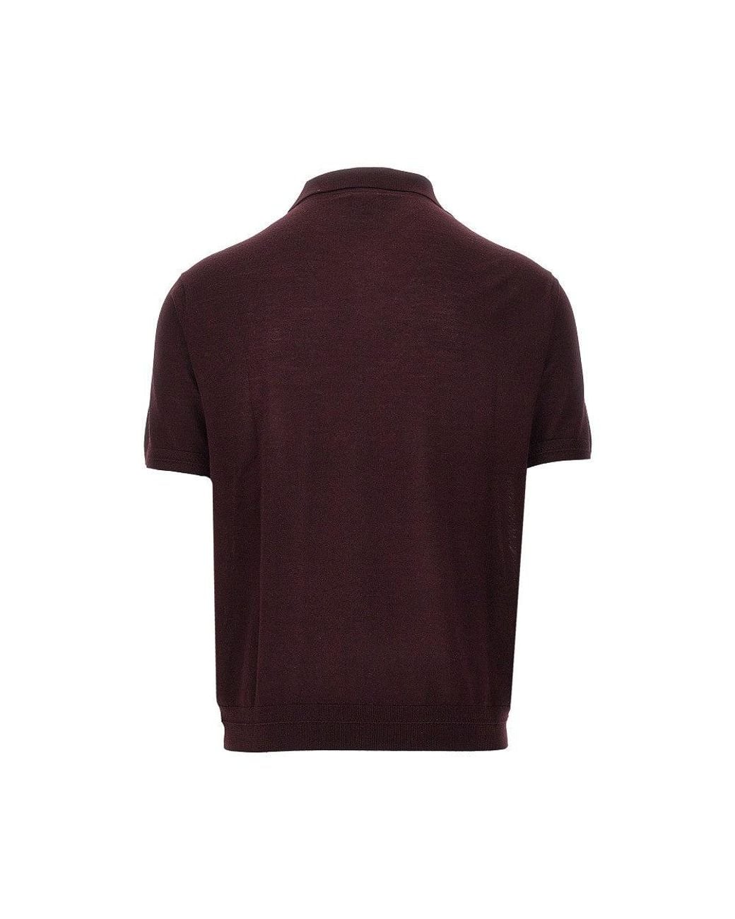 Emporio Armani Purple Virgin Wool And Silk Polo Shirt for men