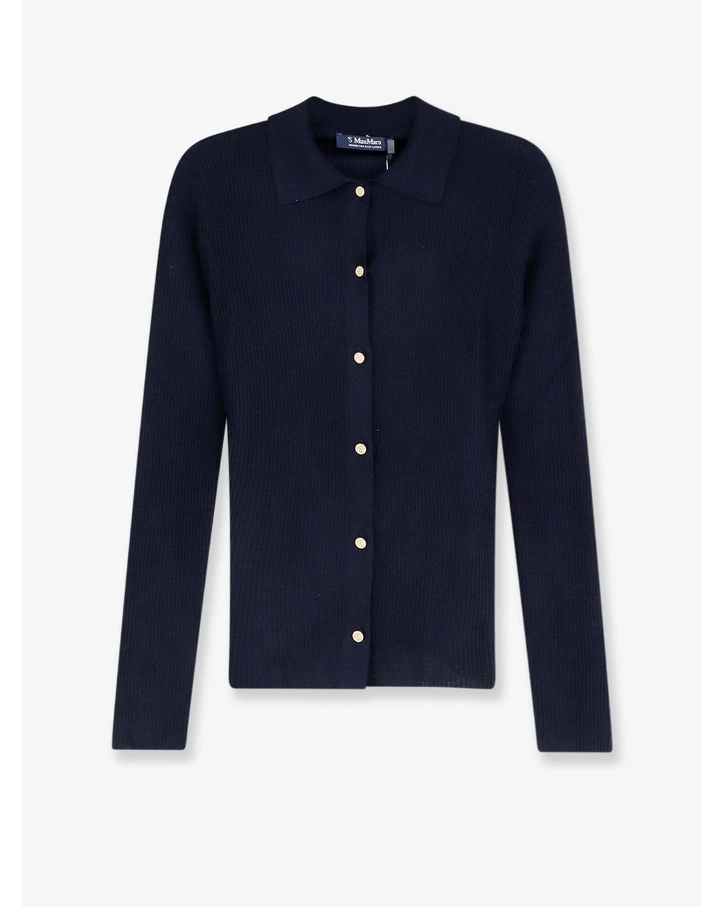 Max Mara Blue Smmlimone Virgin Wool Cardigan