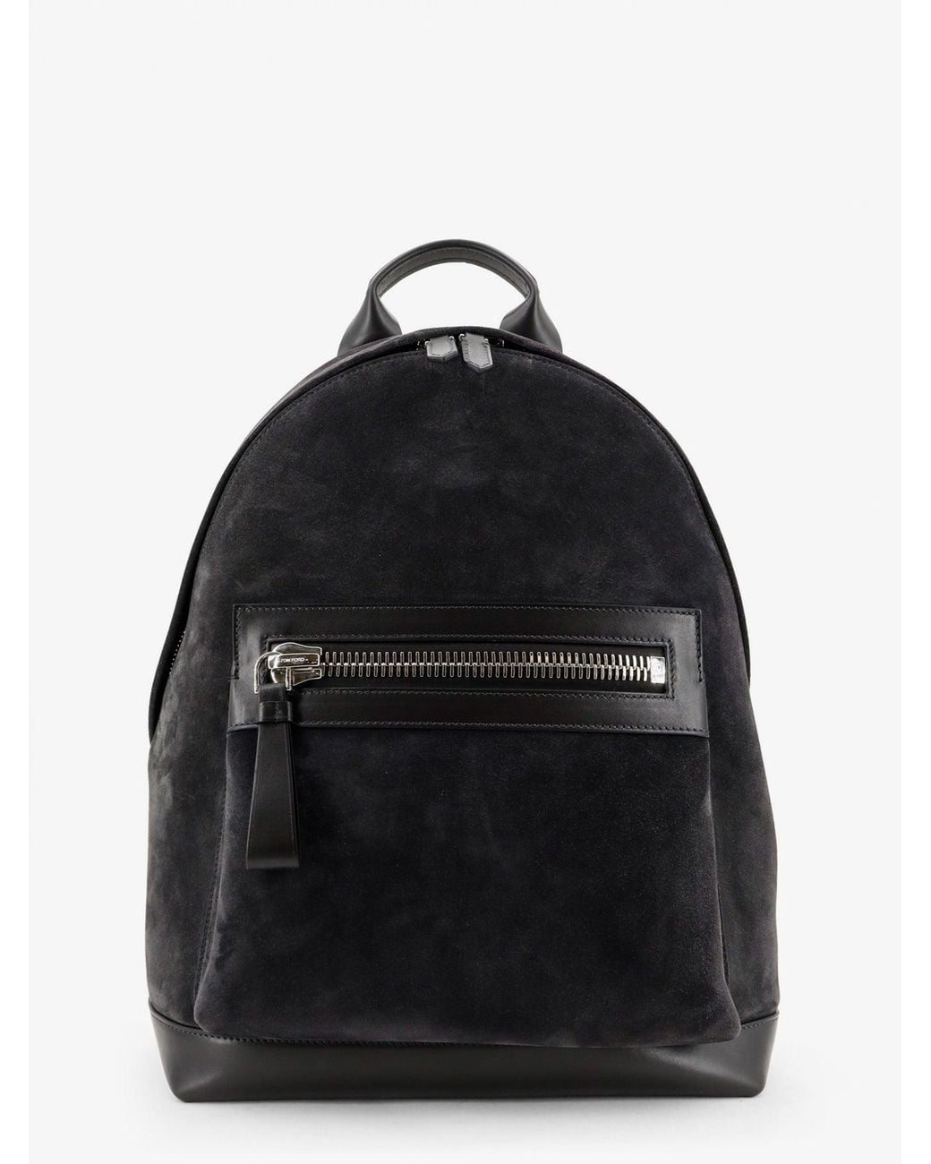 Tom Ford Black Suede Backpack With Maxi Zip On The Front for men