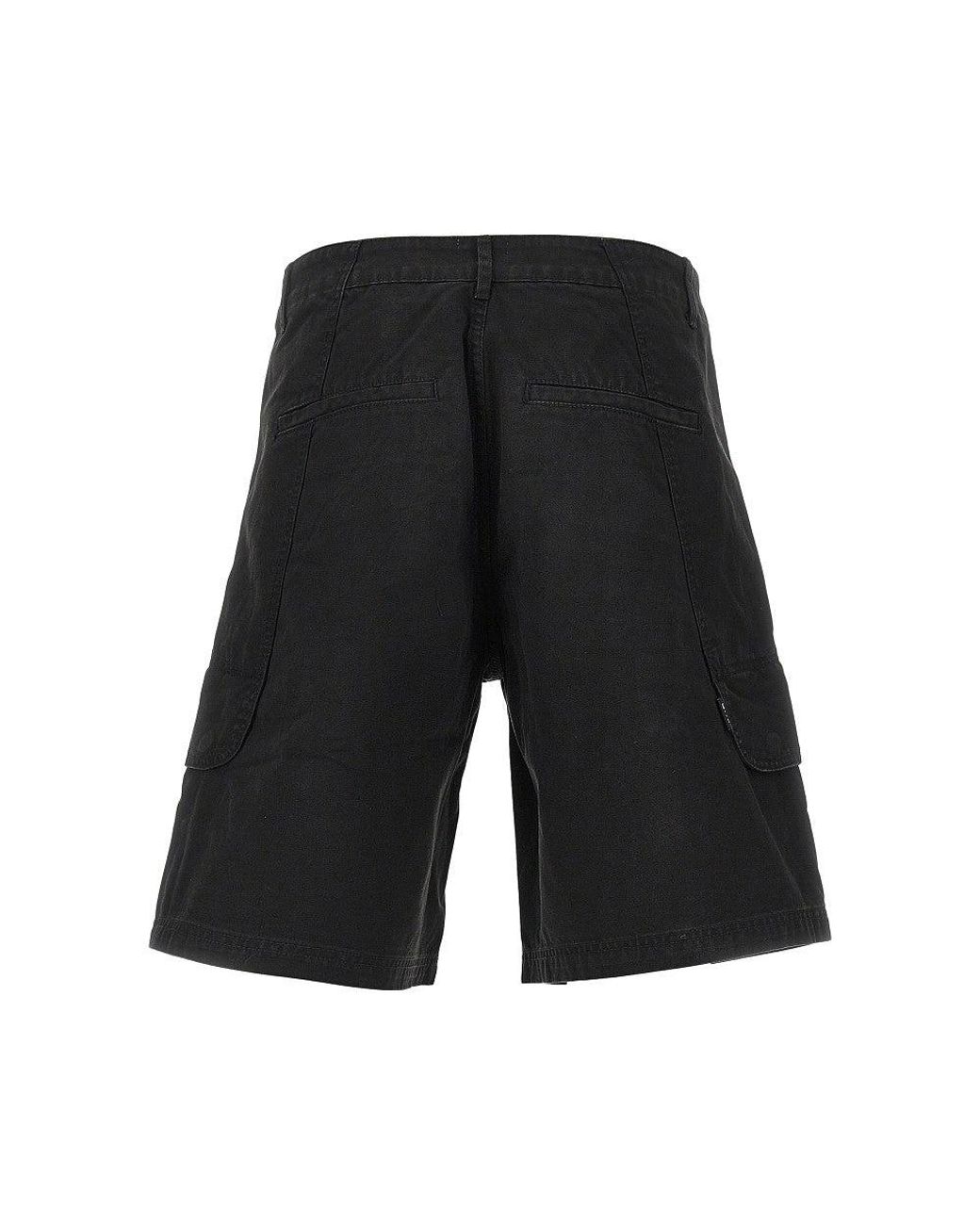 Arte' Black Canvas Cargo Shorts for men
