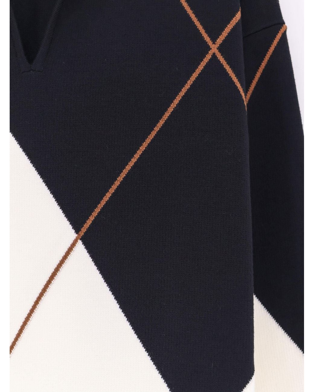 Max Mara Blue Mxmsala Argyle Pattern Virgin Wool Sweater
