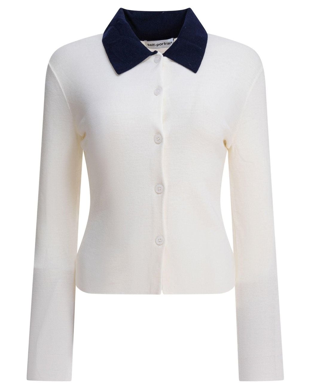 Self-Portrait White Merino Wool Cardigan