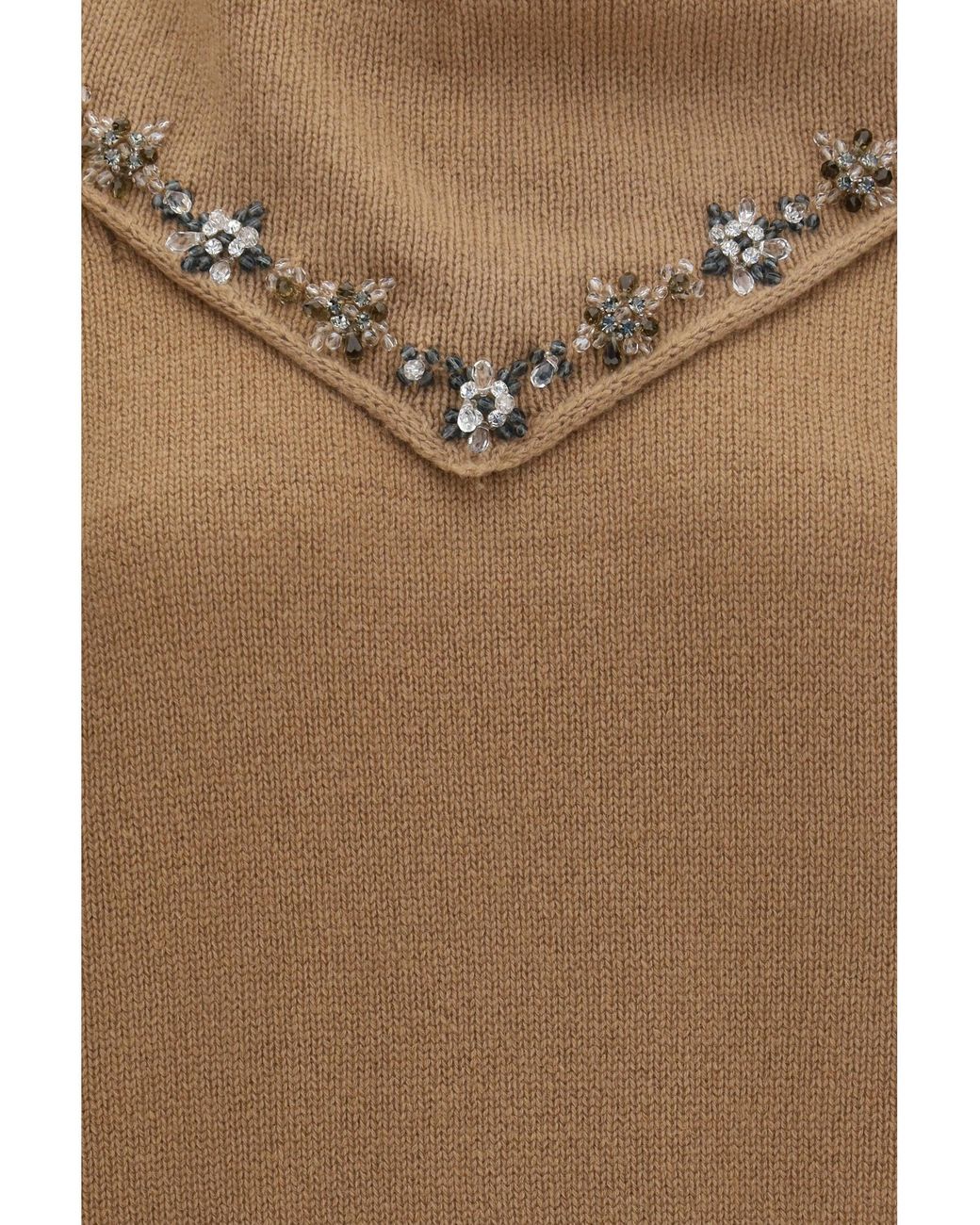 Prada Brown Cashmere Sweater With Jewel Scarf Sweatshirts