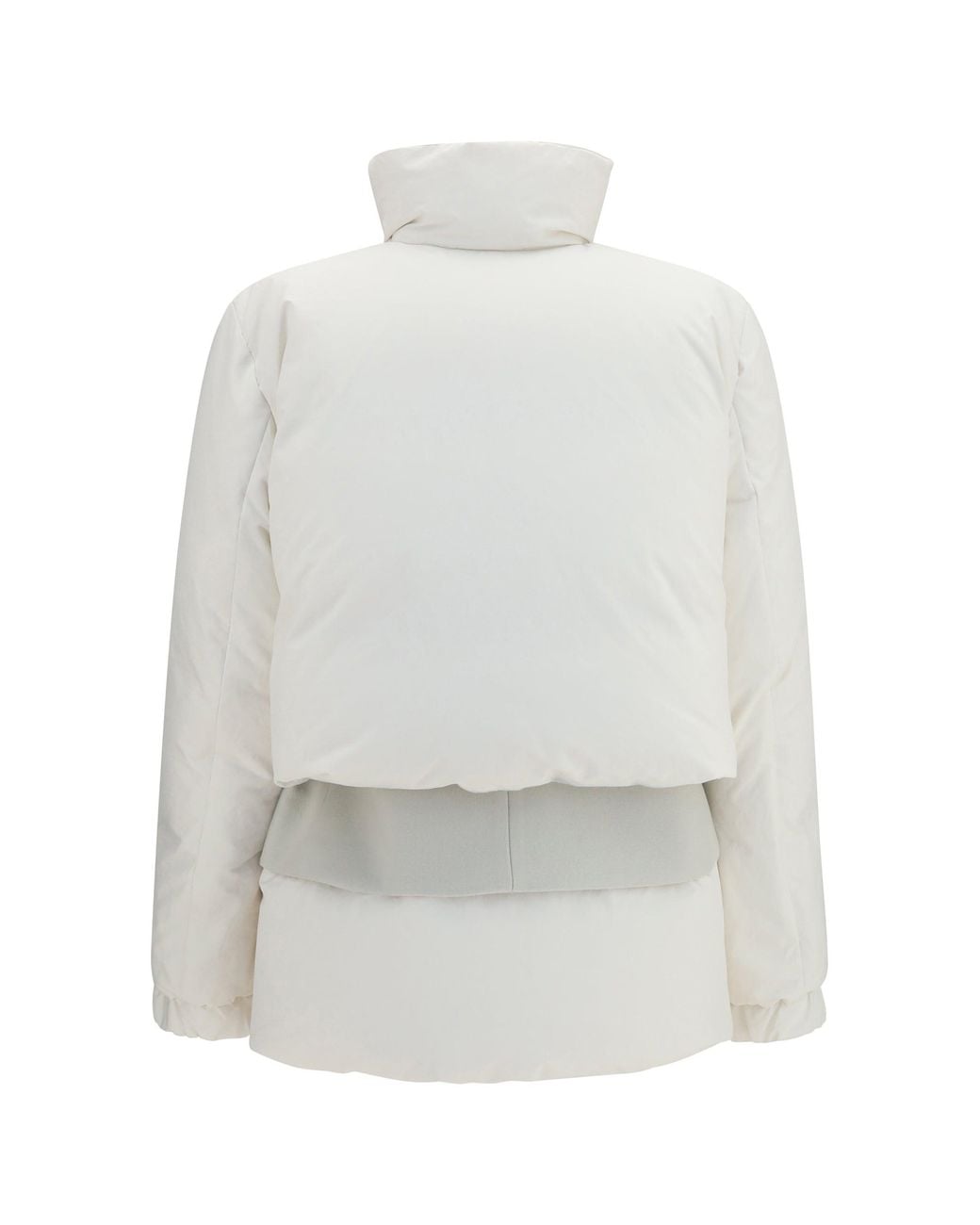 Sacai White Double Padded Jacket With Zip Closure