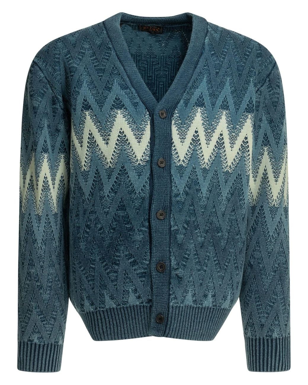 Beams Plus Blue Yarn Cotton Cardigan