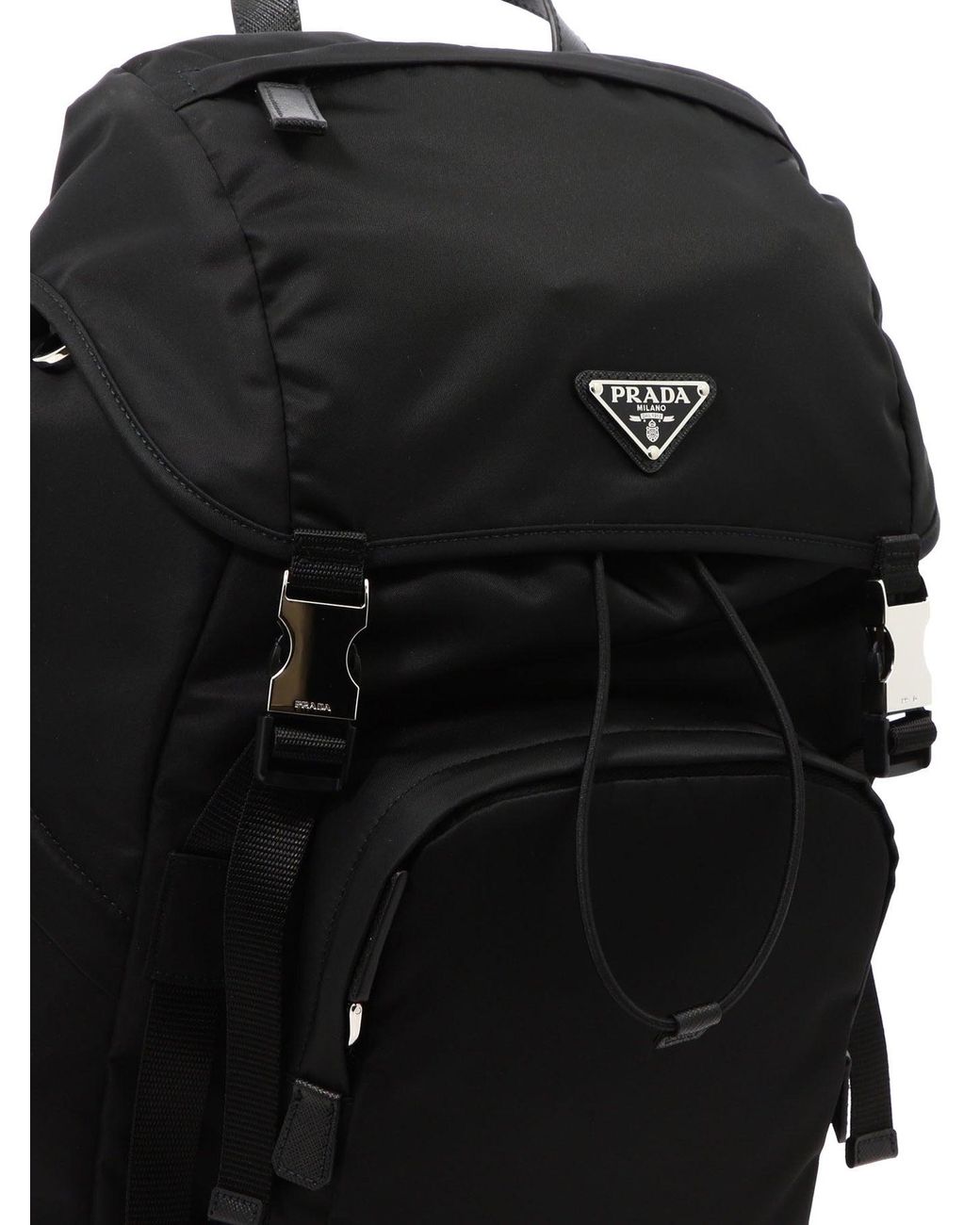 Prada Black Re-Nylon And Saffiano Backpack for men