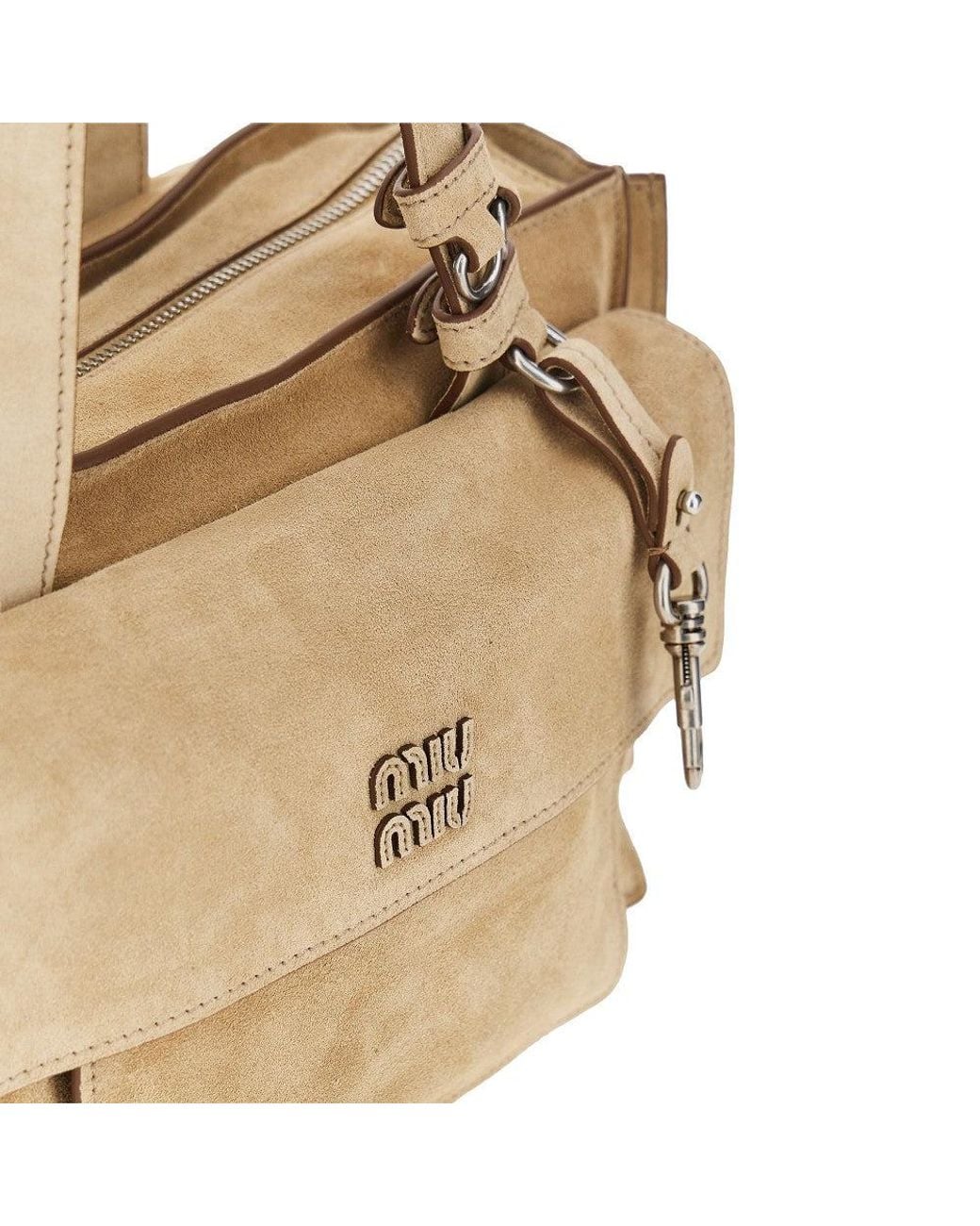 Miu Miu Natural Utilitaire Suede Leather Bag