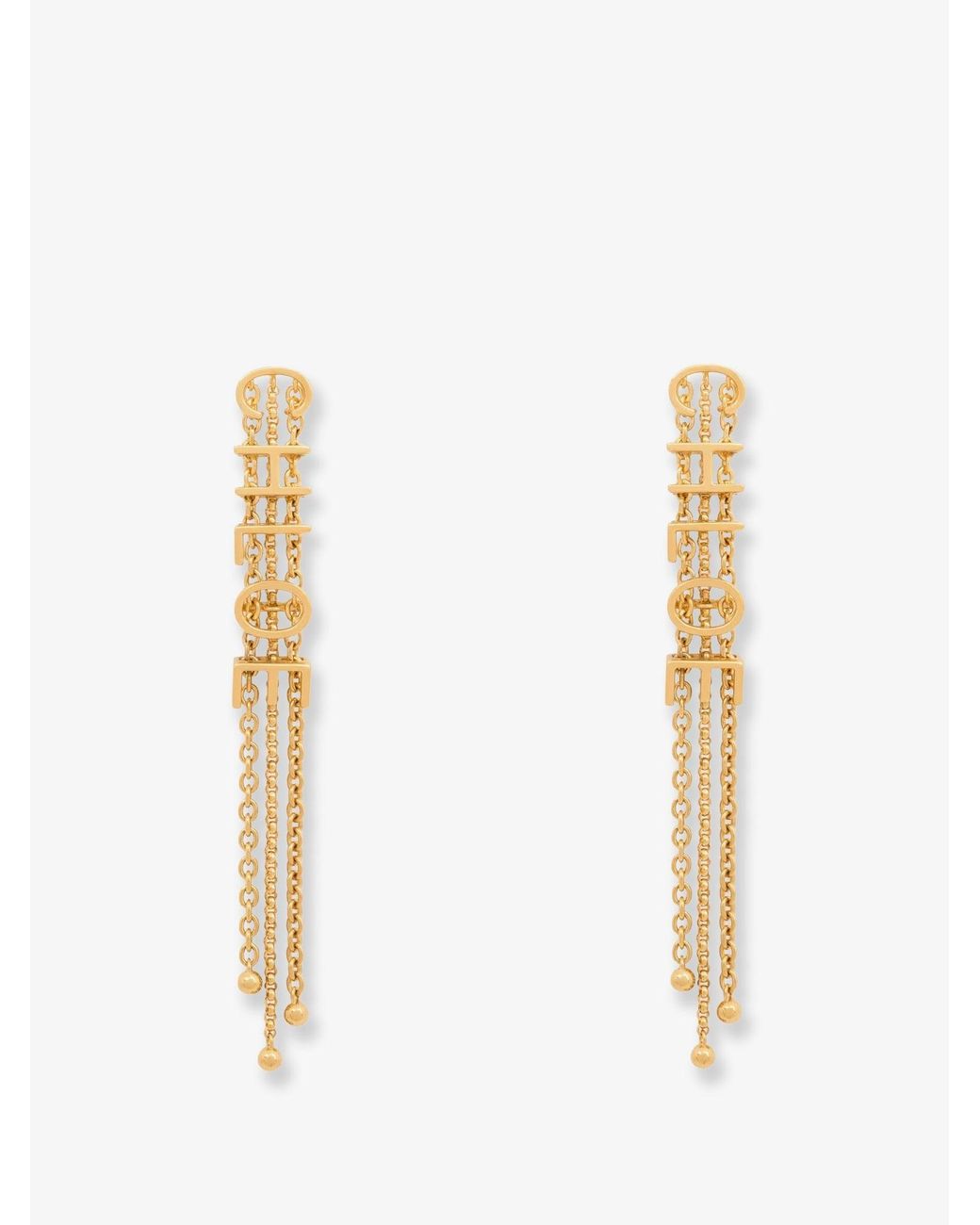 Chloé White Mini Belt Brass Earrings