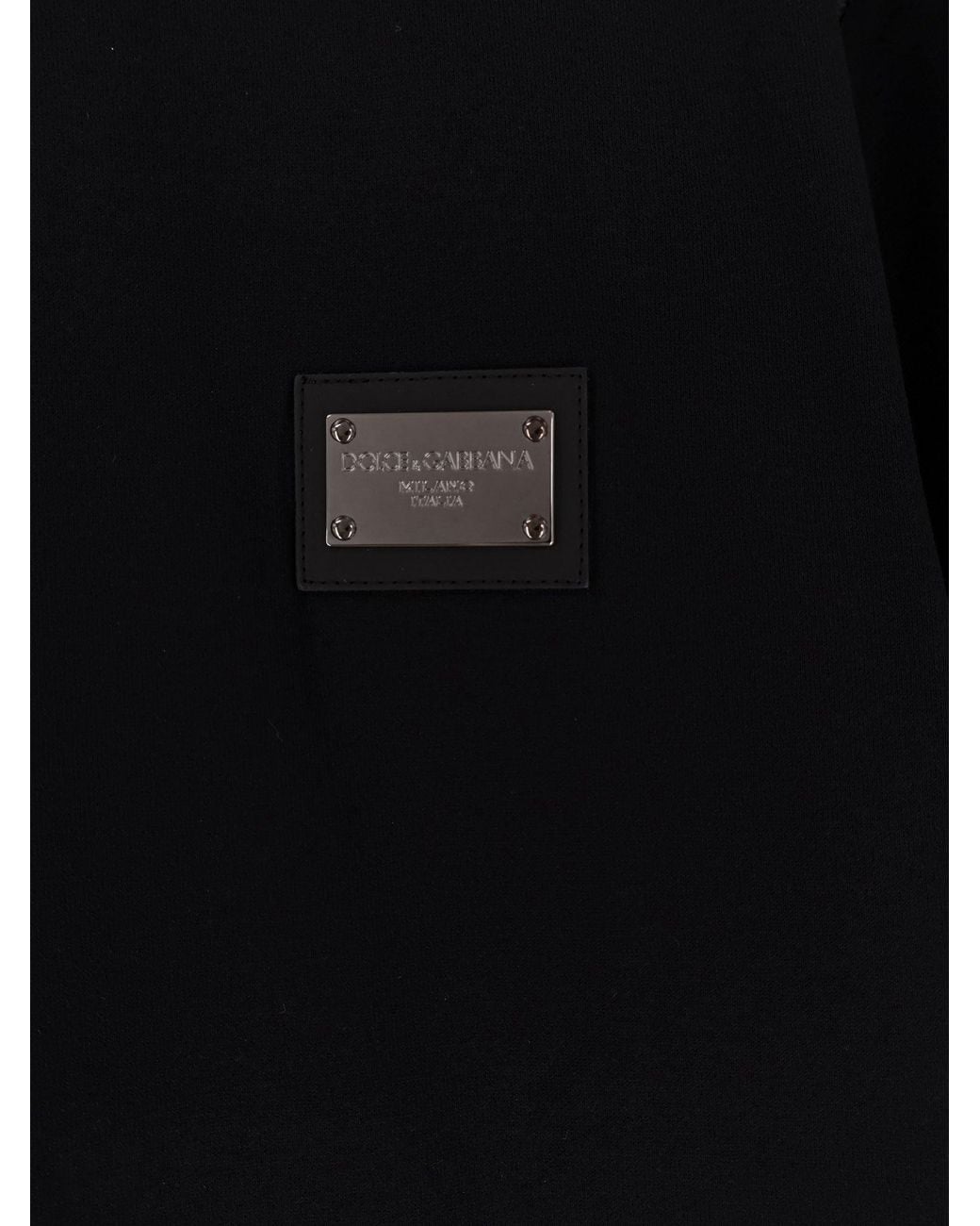Dolce & Gabbana Black Cotton T-Shirt With Logo Patch for men