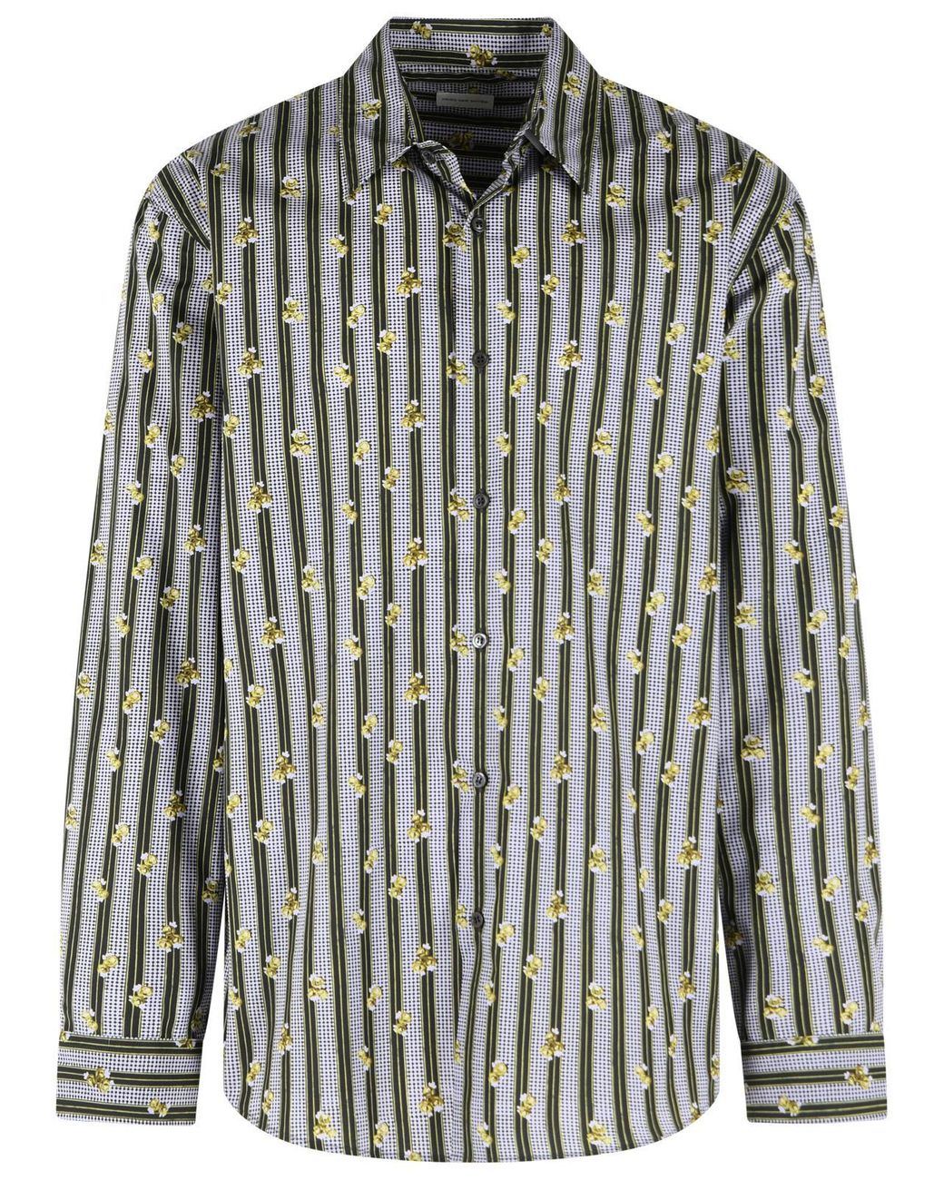 Dries Van Noten Black 'Caper' Lilac Cotton Shirt for men