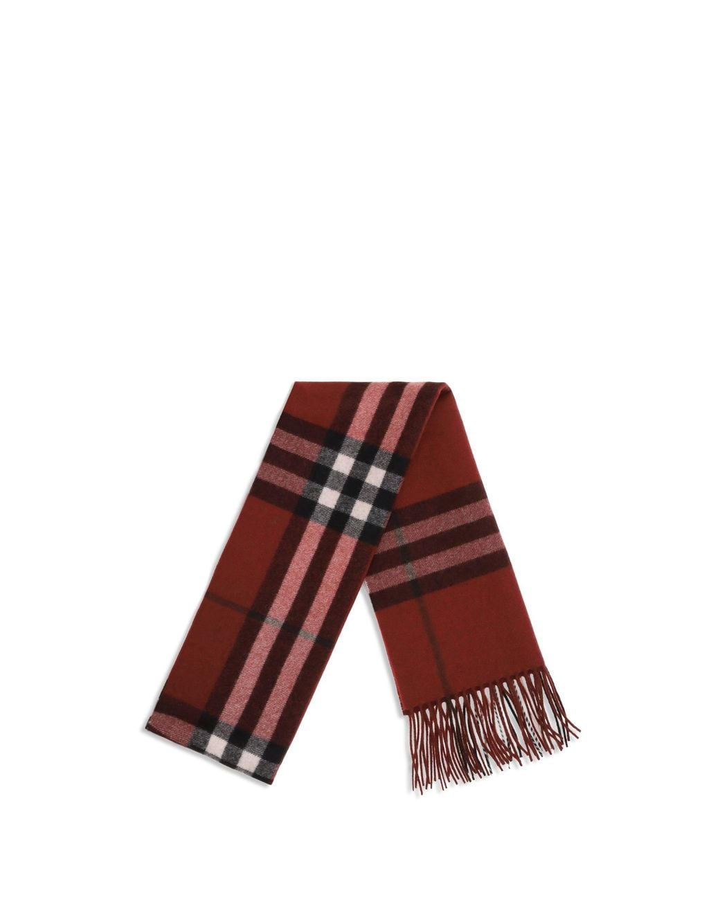 Burberry Red Cashmere Check Scarf Oxblood