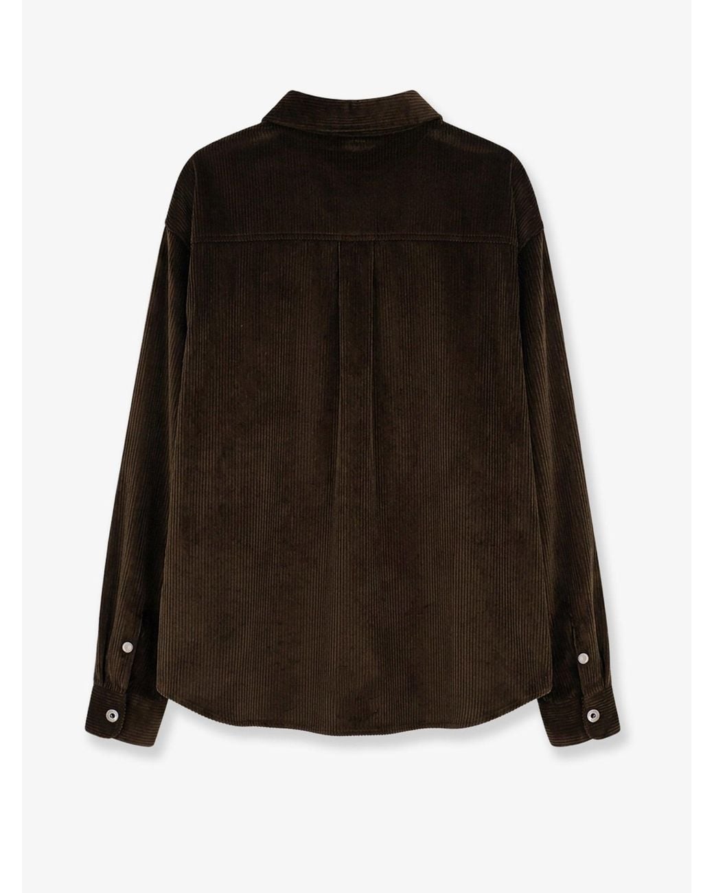 Loewe Brown Corduroy Shirt With Leather Pocket for men
