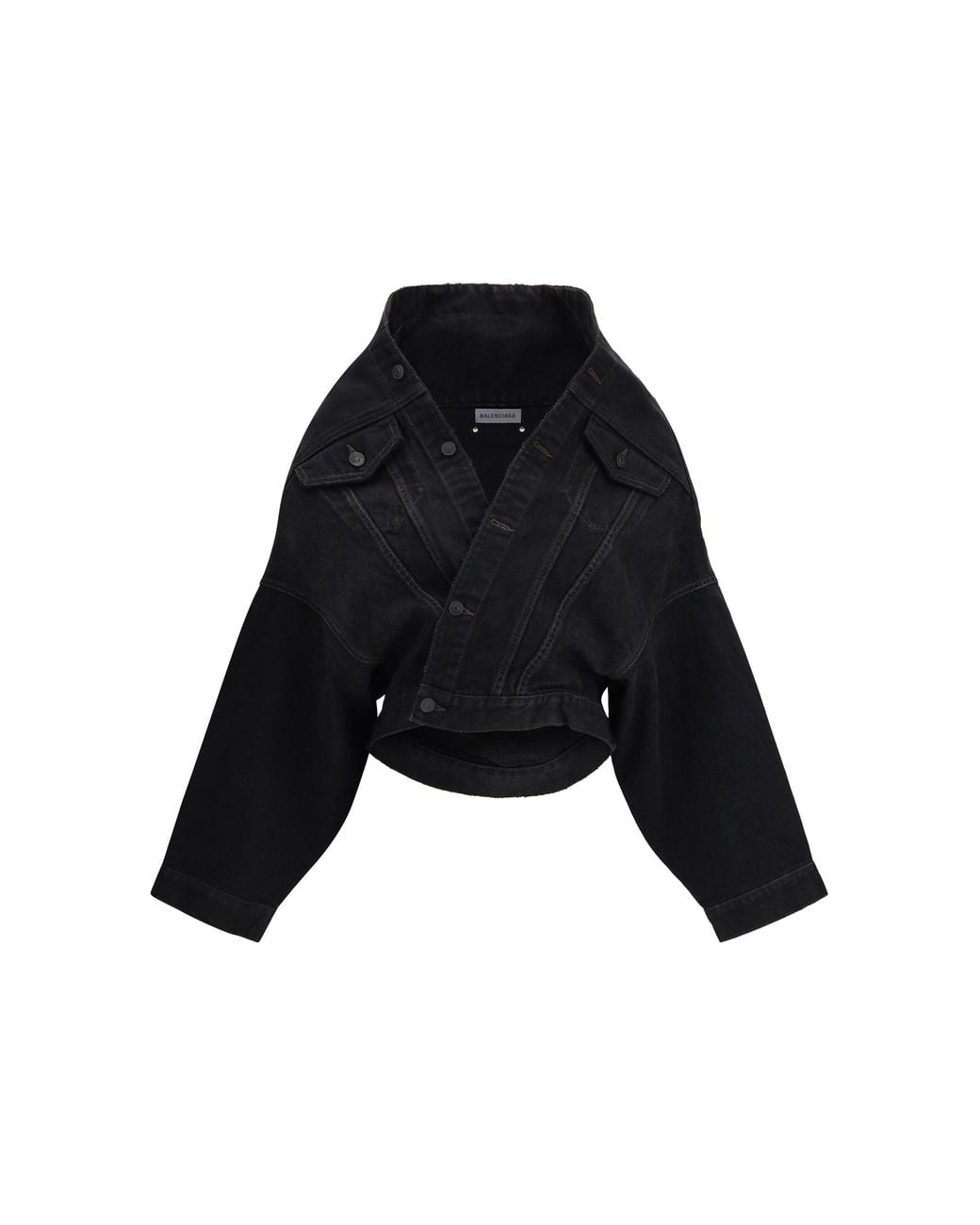 Balenciaga Black Wrap Organic Japanese Denim Jacket Light Vintage