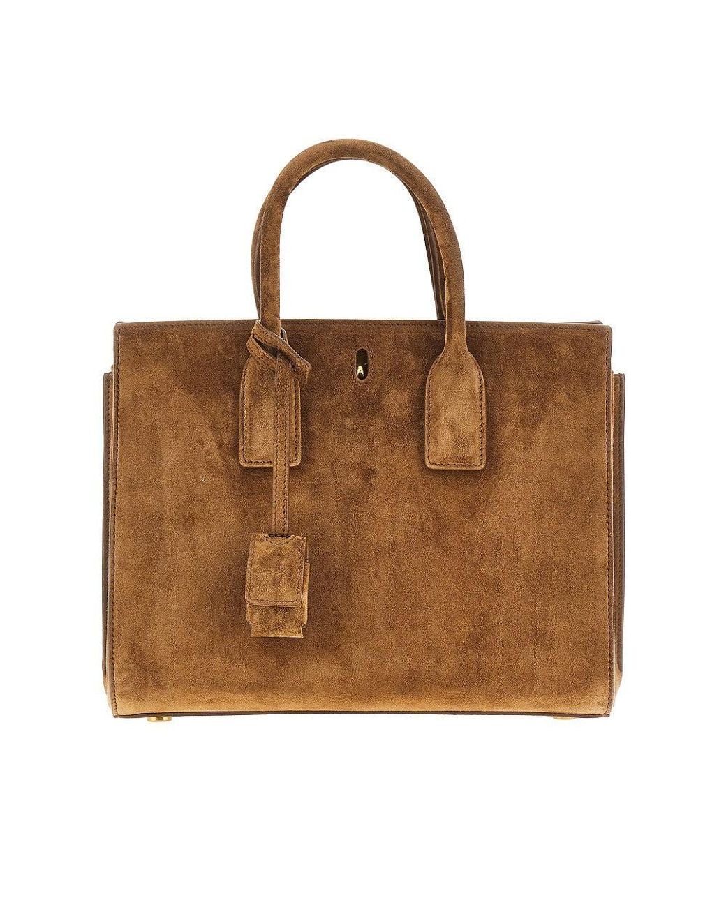 Saint Laurent Brown Small Sac De Jour Suede Leather Bag