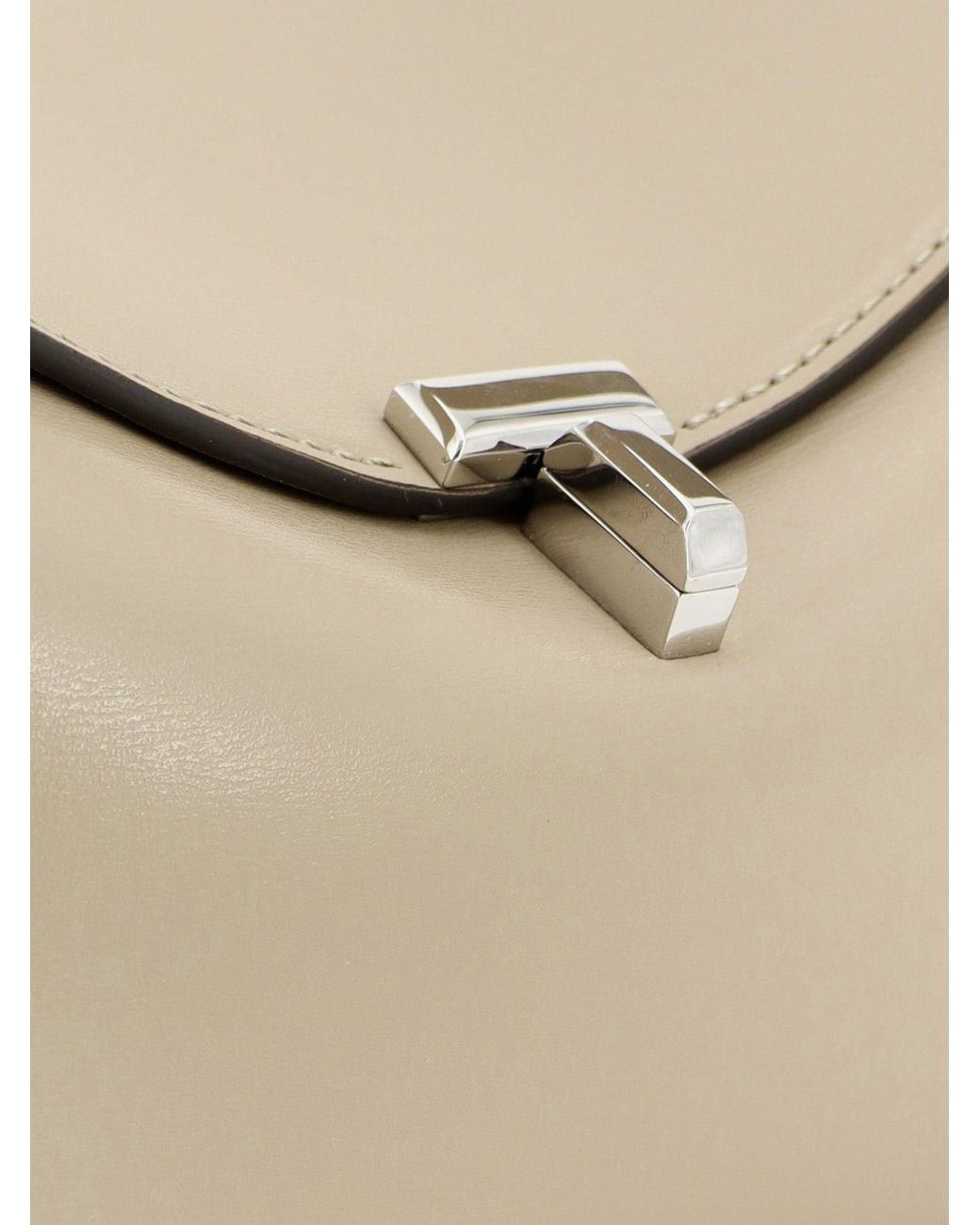 Totême  Natural T-Lock Hammered Leather Crossbody Bag