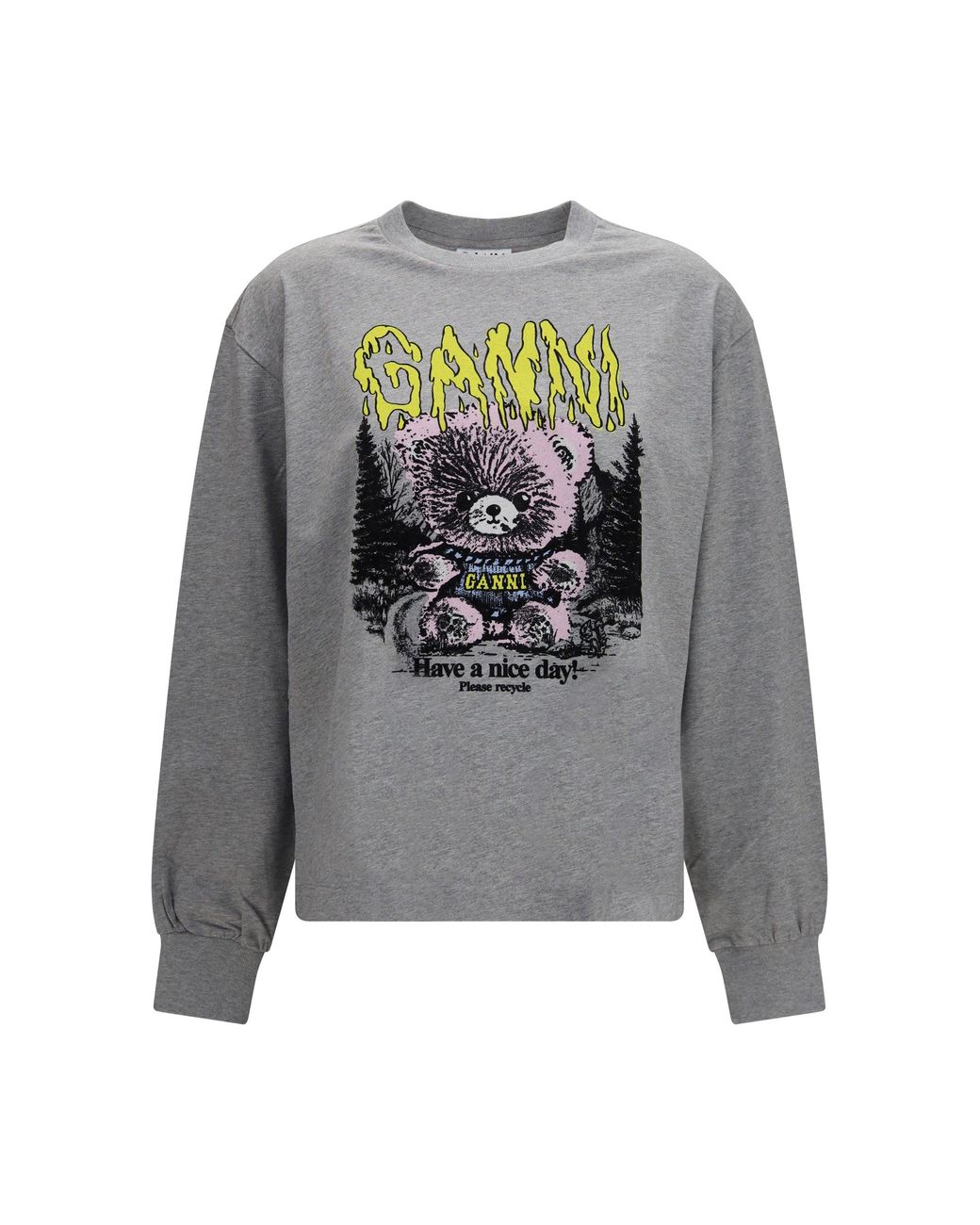 Ganni Gray Isoli Teddy Forest Sweatshirt Paloma