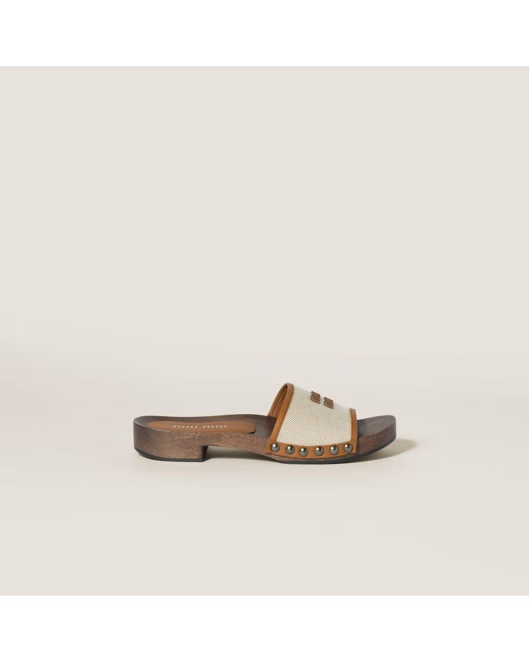 Miu Miu Natural Leather And Canvas Sandals