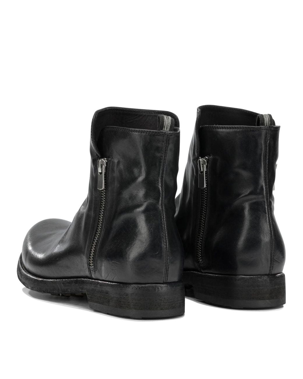 Officine Creative Black "Bulla Dd" Ankle Boots With Zipper for men