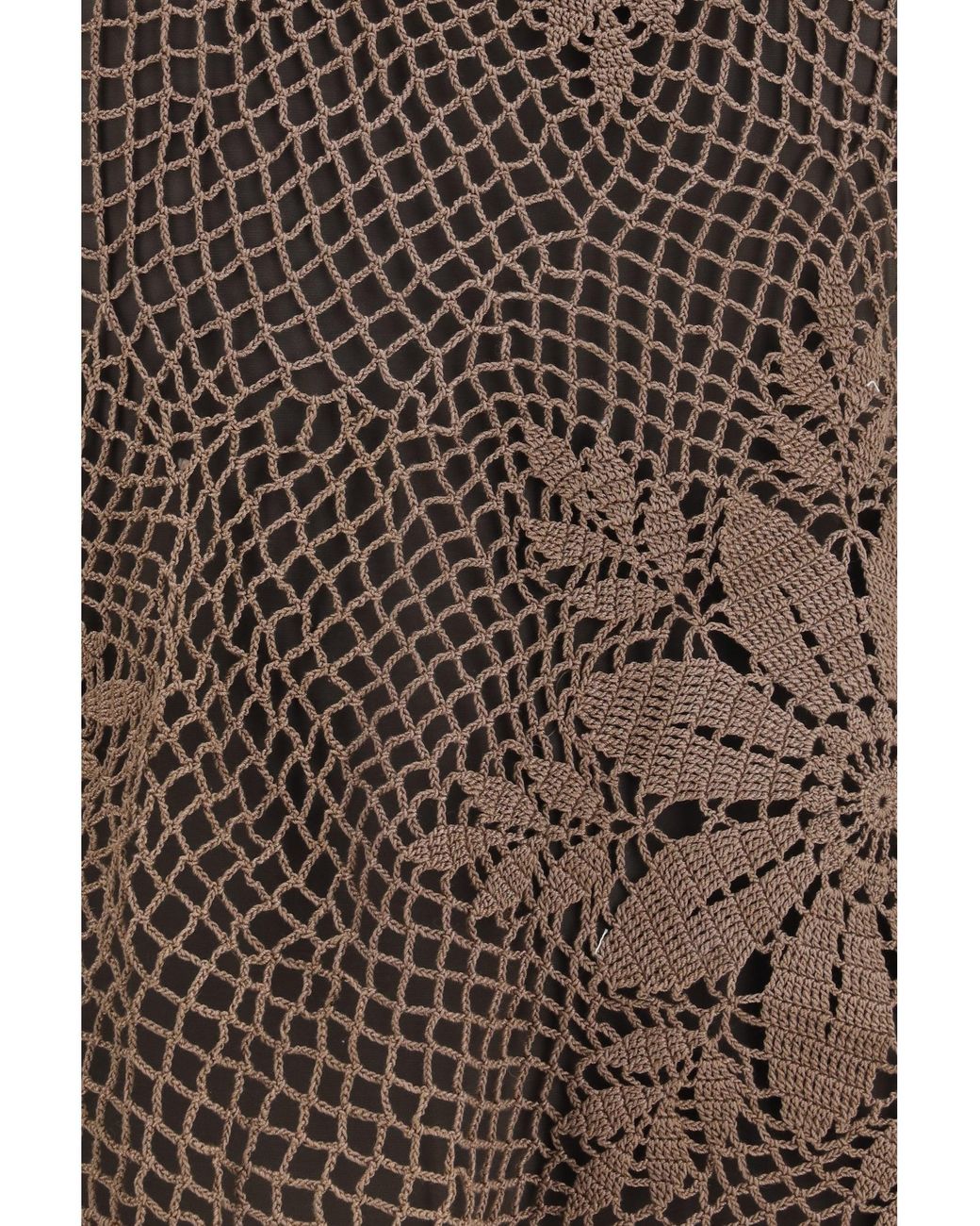 Magda Butrym Brown Crochet Lace High-Neck Top