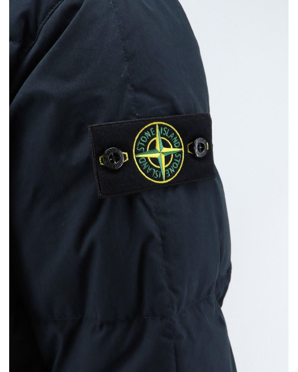 Stone Island Blue Cotton Nylon Tela Down Jacket With Iconic Patch for men