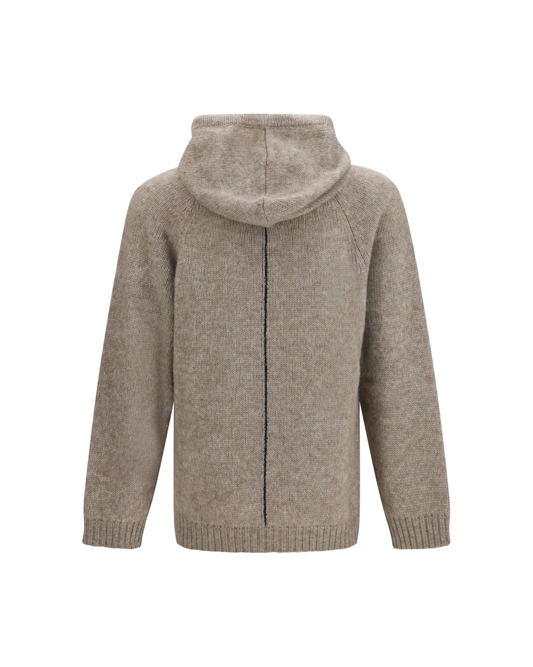 Giorgio Armani Gray Alpaca-Knit Hooded Sweatshirt With Contrasting Trims for men