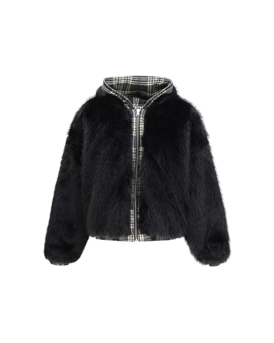 PDF CHANNEL Black Reversible Hooded Bomber Check for men