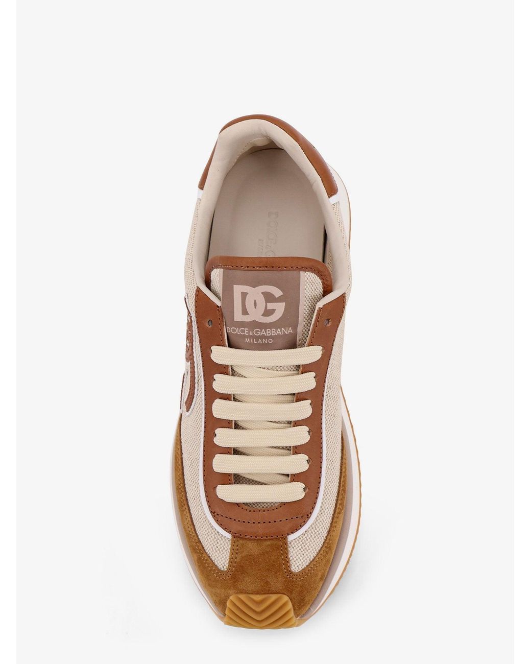 Dolce & Gabbana Brown Dg Cushion Canvas With Side Logo Sneakers for men