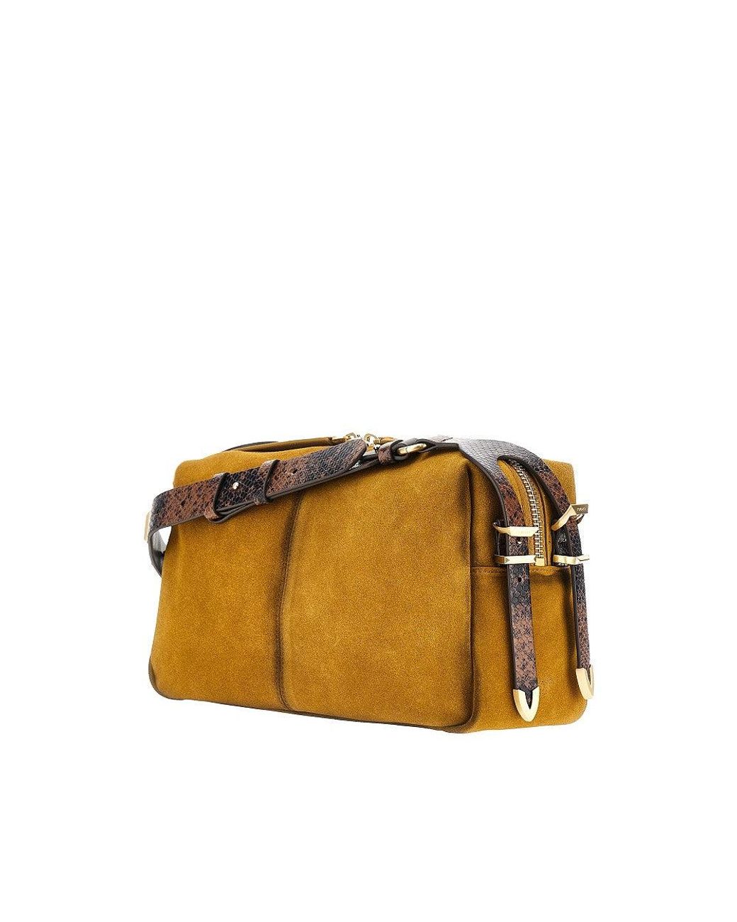 Pinko Brown Suede Leather Medium 'Keeper' Shoulder Bag