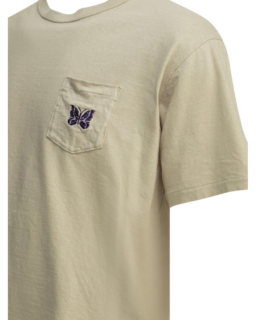 Needles White "Pocket Tee" Crew-Neck T-Shirt for men
