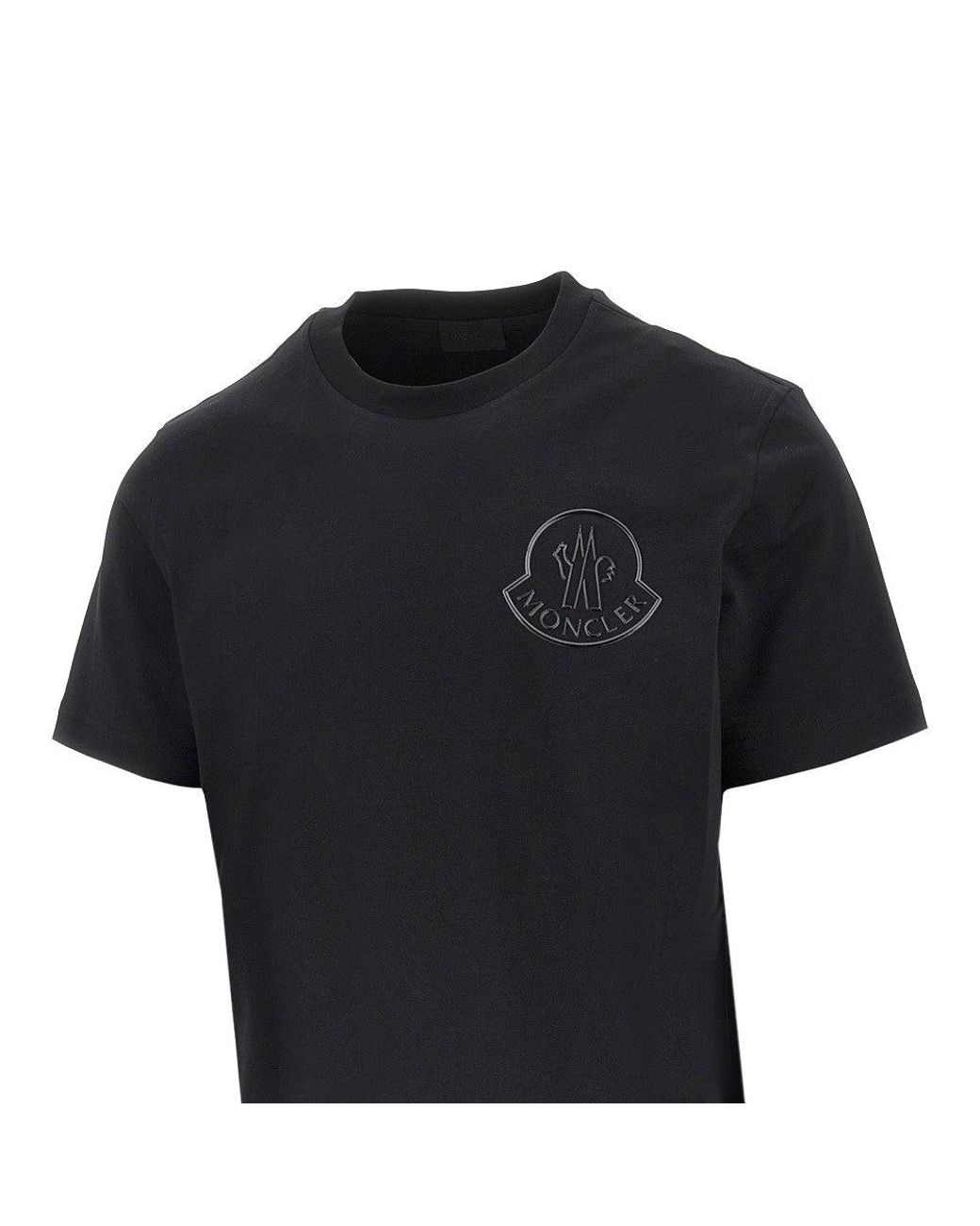 Moncler Black Rubberized Logo T-Shirt for men