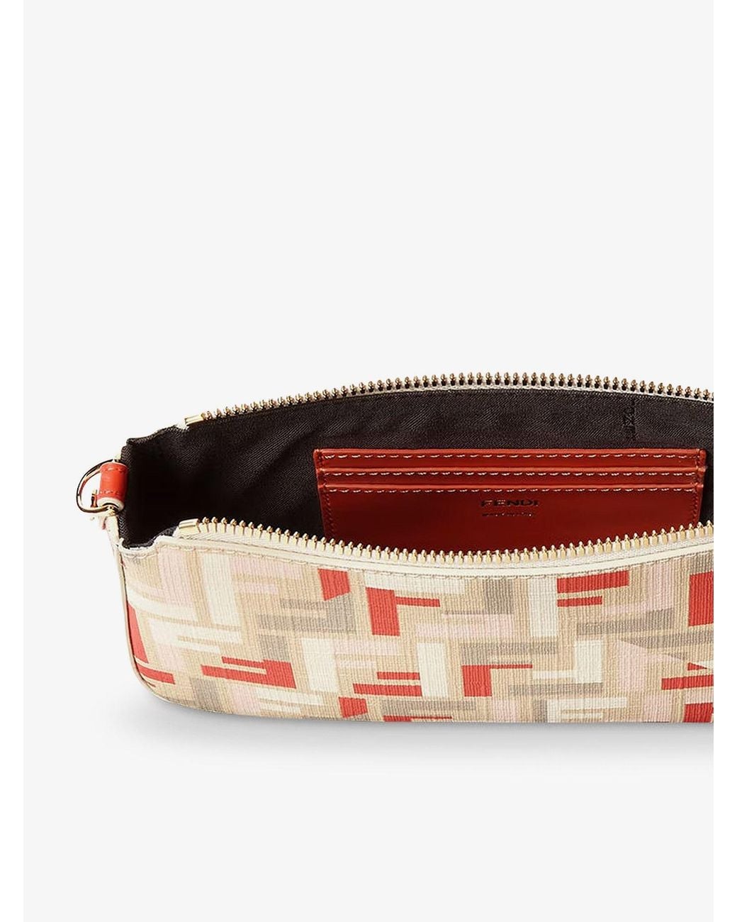 Fendi Pink Pouch Baguette Ff Jacquard Fabric Shoulder Bag