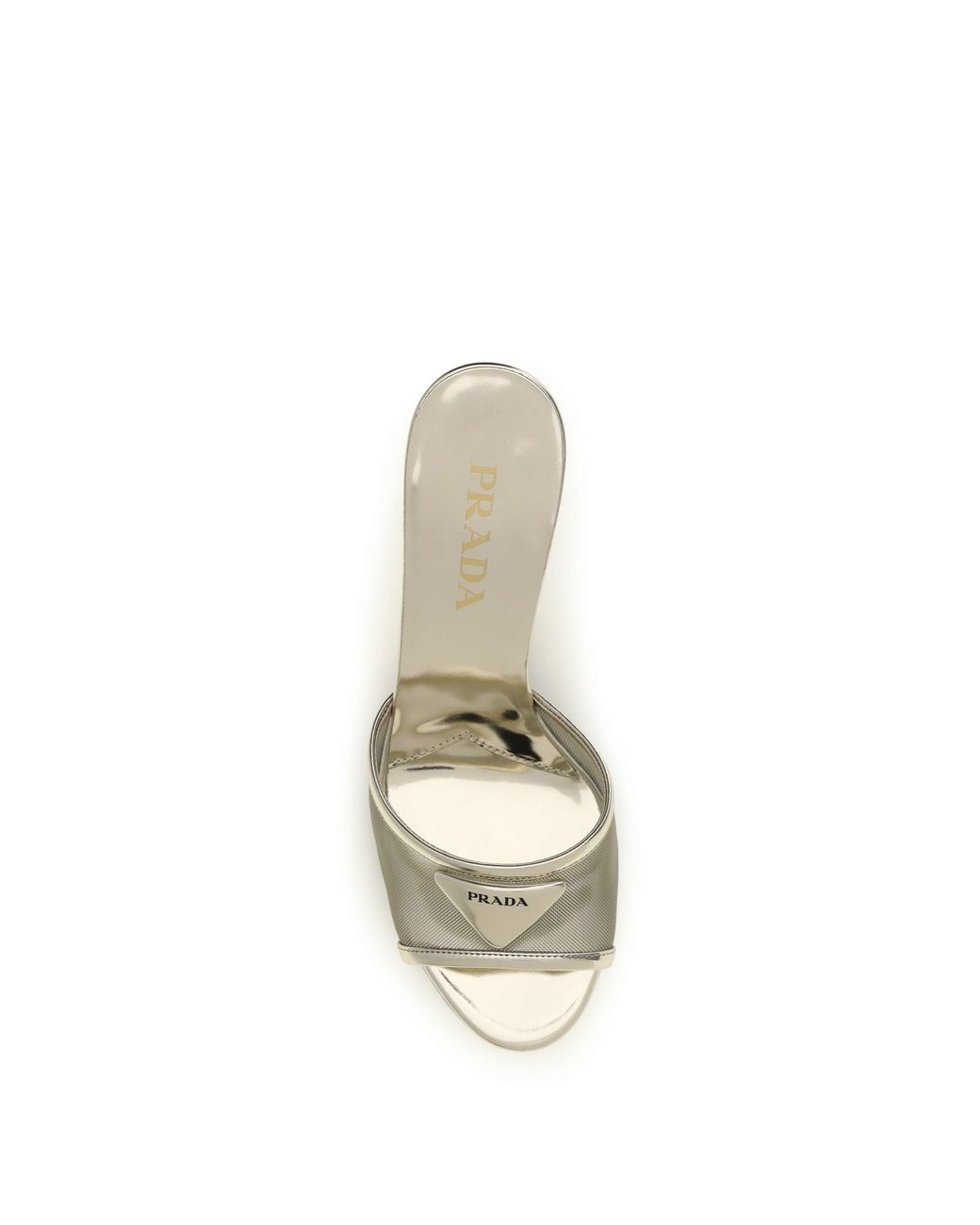 Prada Metallic Sandals With The Triangular Logo