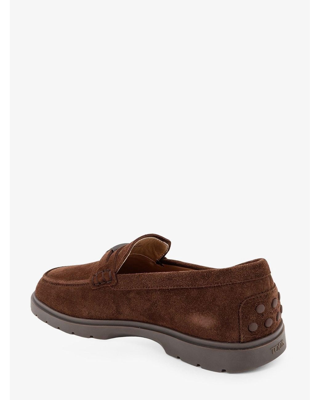 Tod's Brown Suede Loafers With Metal Logo for men