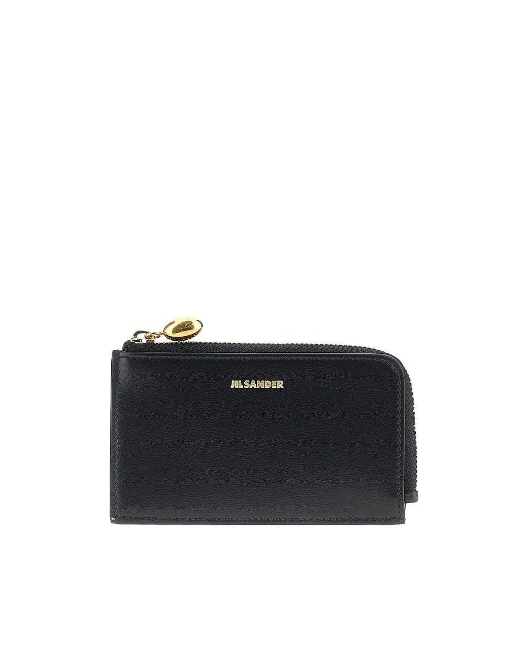 Jil Sander Black 'Goji' Zippered Leather Cardholder