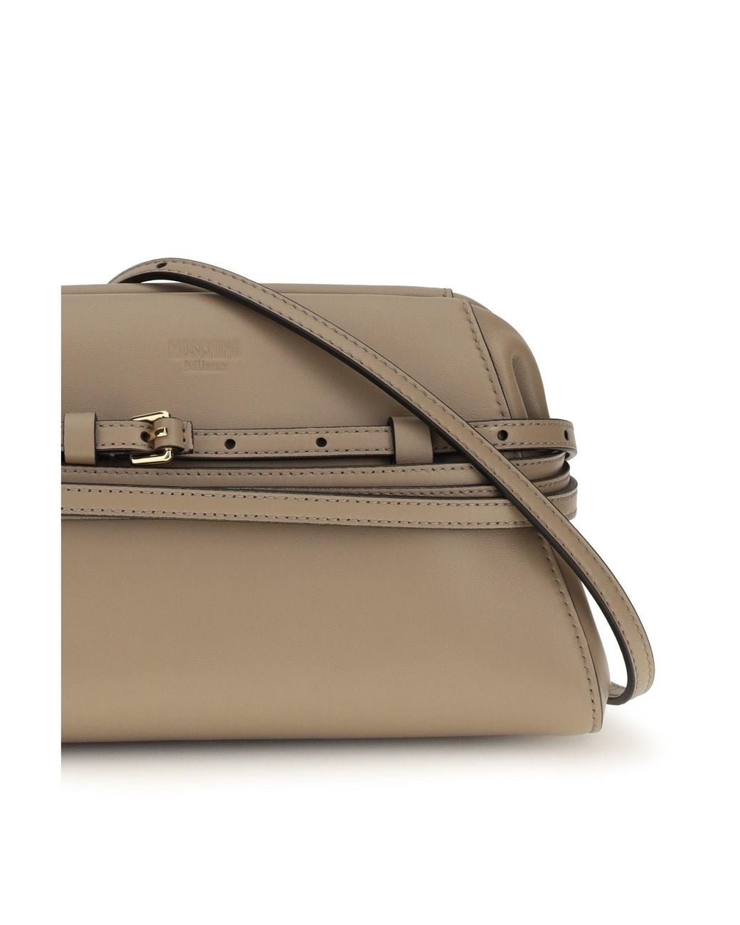 Moschino Gray Belt-Detail Clutch