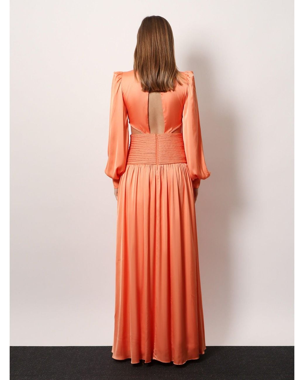 PATBO White Satin Sunset Long Dress With Cut-Out Details