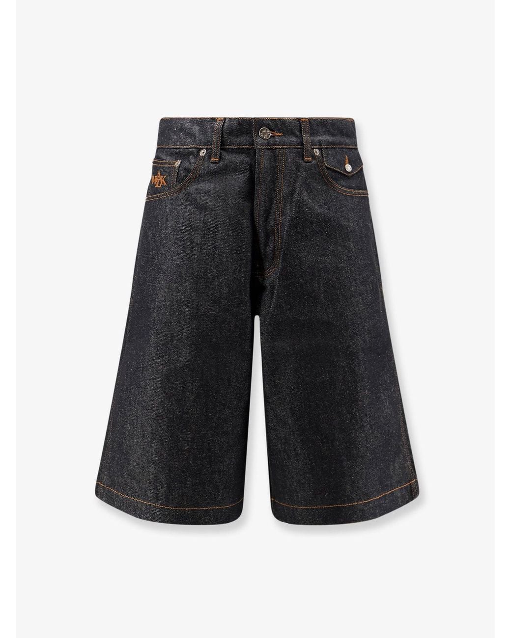 Walk In Paris Blue Baggy Raw Denim Shorts for men