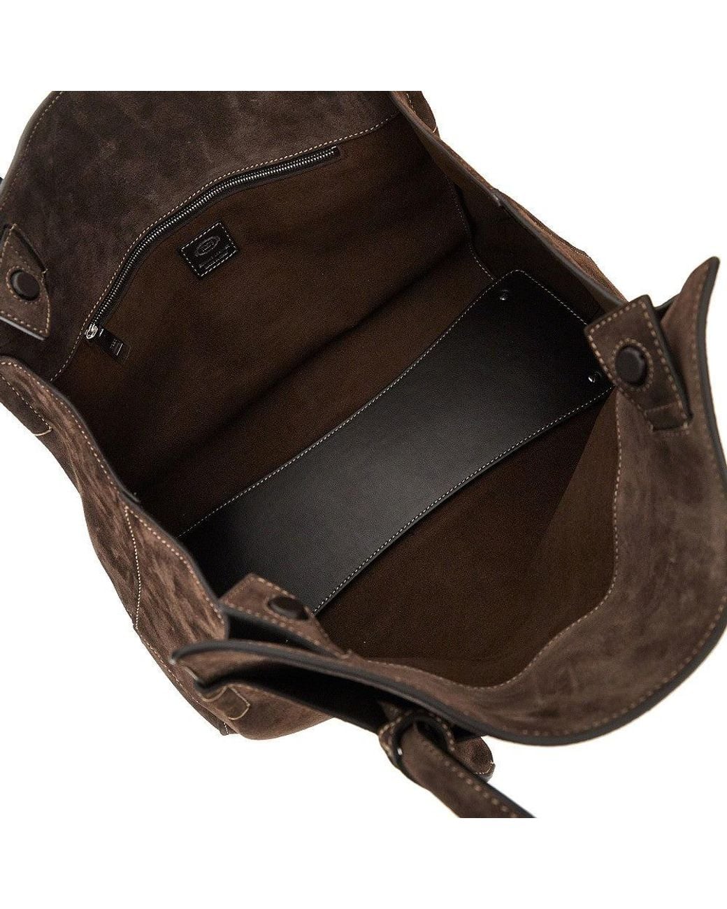 Tod's Brown Suede Leather Medium Shopping Bag