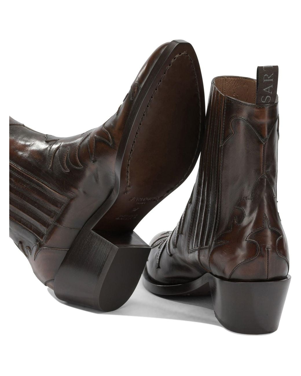 Sartore Brown "Postiano 45 Mm" Cowboy Ankle Boots