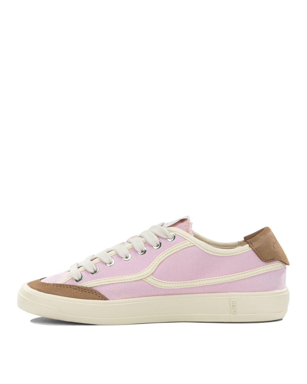 Autry Pink Windscape Low Canvas Suede Cow Leather Rubber Sneakers